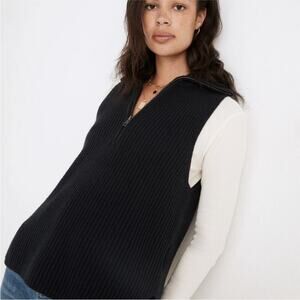 Madewell Navy Half Zip Wool Sweater Vest L